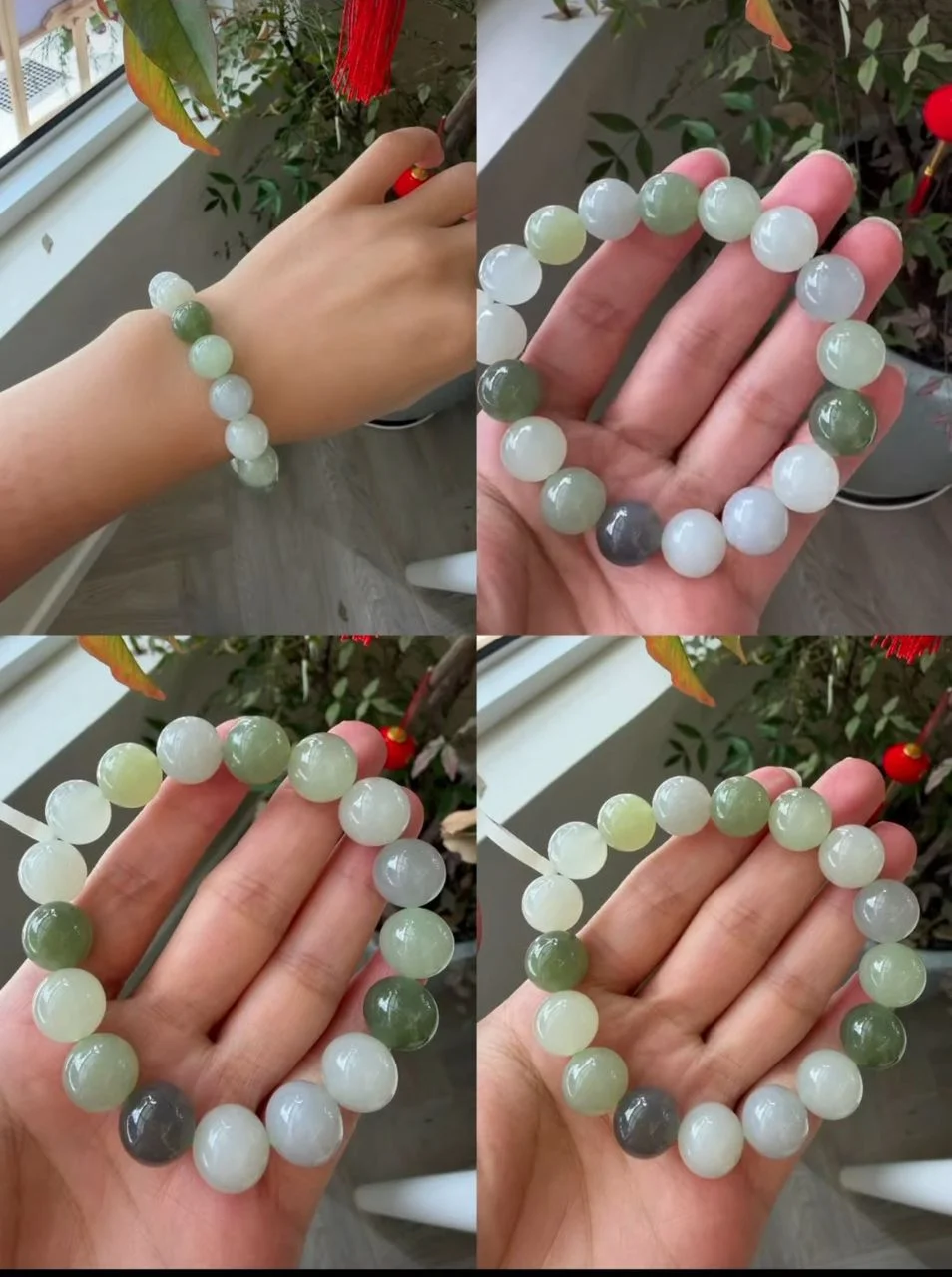 Shuimo water foam jade bead bracelet